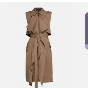 BCBGMaxAzria BRIELLE Designer Long Belted Runway Vest Trench Coat